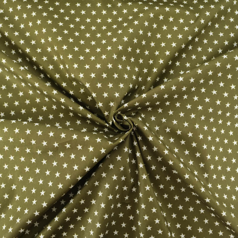 Khaki Cotton Poplin with Stars - Maison Klem